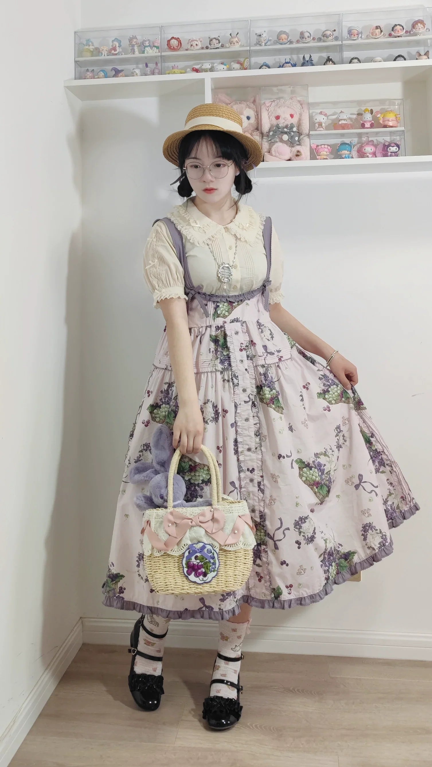 Picnic Basket ジャンパースカート ぶどう柄