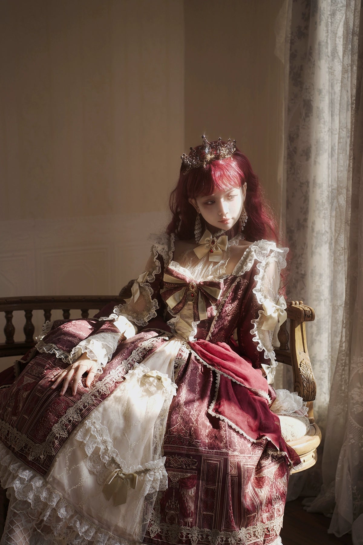 Baroque Palace Burgundy Princess Dress