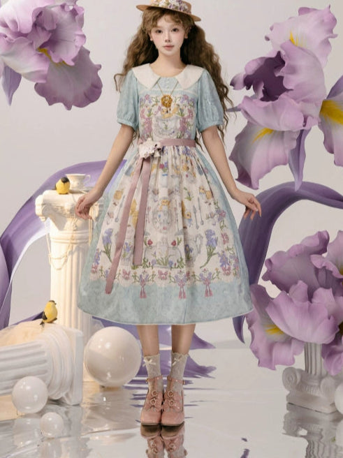 [Pre-orders available until 2/11] Illustration de Porcelaine Iris short-sleeved dress