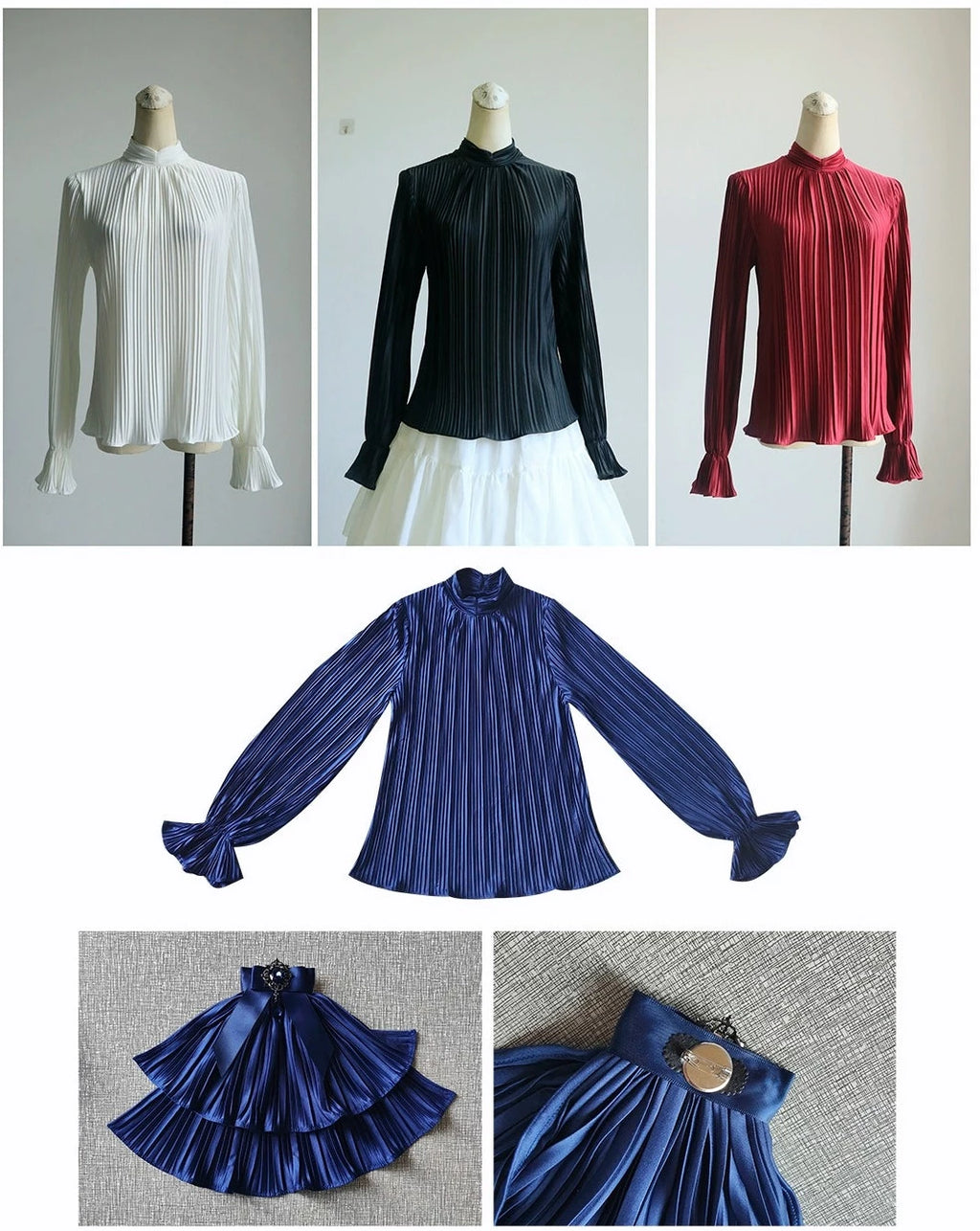 【販売期間終了】Lyra Theatre ジャボタイ付きプリーツブラウス