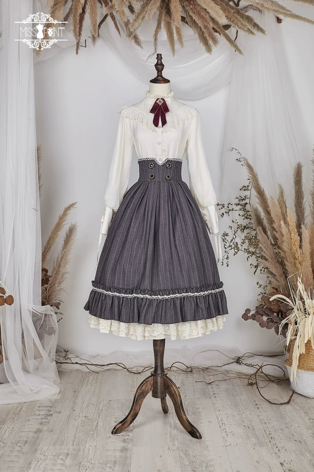 【予約販売】英国クラシカルロリィタ 縦縞ハイウエストスカート