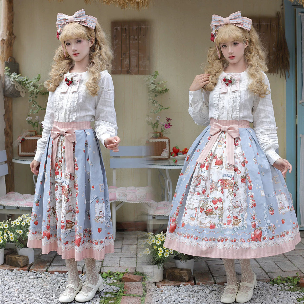 【受注予約10/29まで】Strawberry Manor プリントスカート・ミドル丈