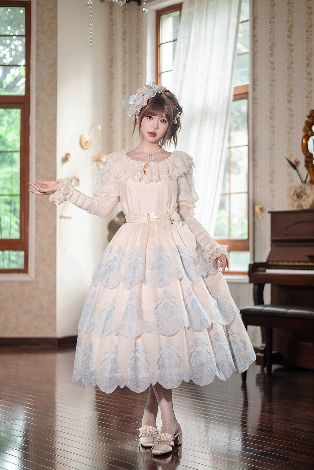 【予約販売】Noble Garden 付け袖付きレースブラウス