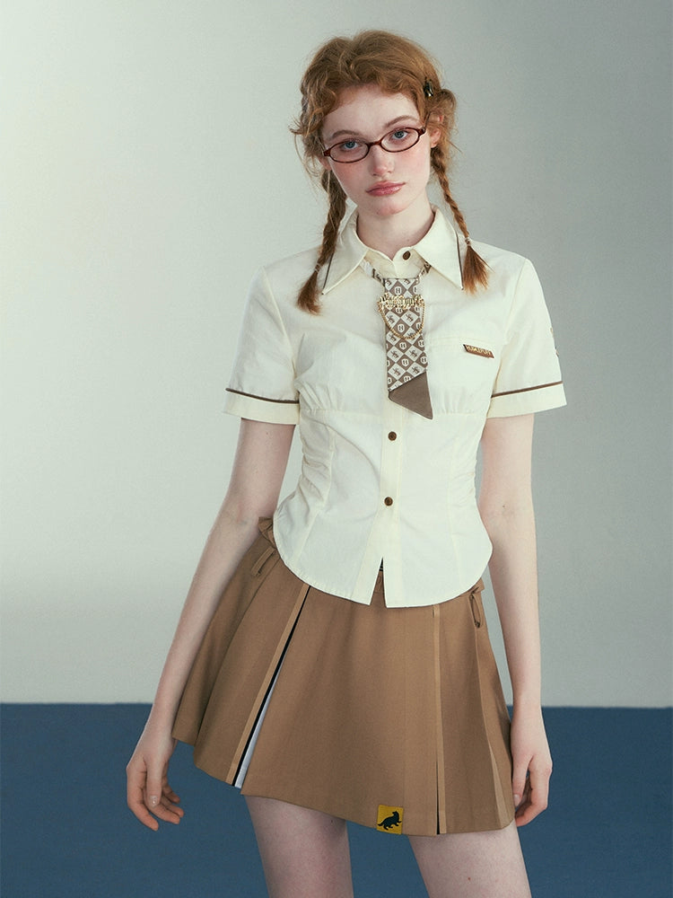 [Pre-order] Hogwarts School of Witchcraft and Wizardry Lined Waist Shaved Short Sleeve Blouse