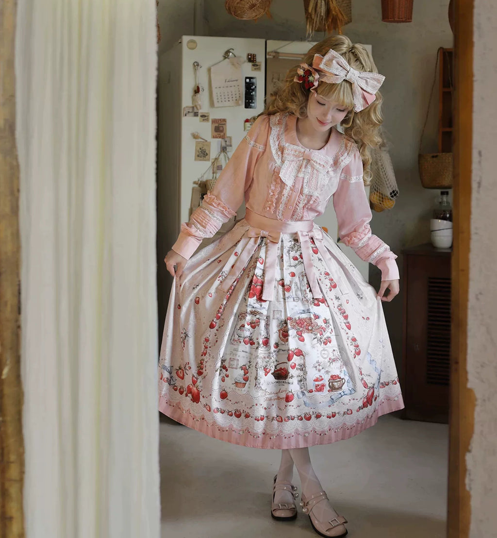 【受注予約10/29まで】Strawberry Manor プリントスカート・ミドル丈