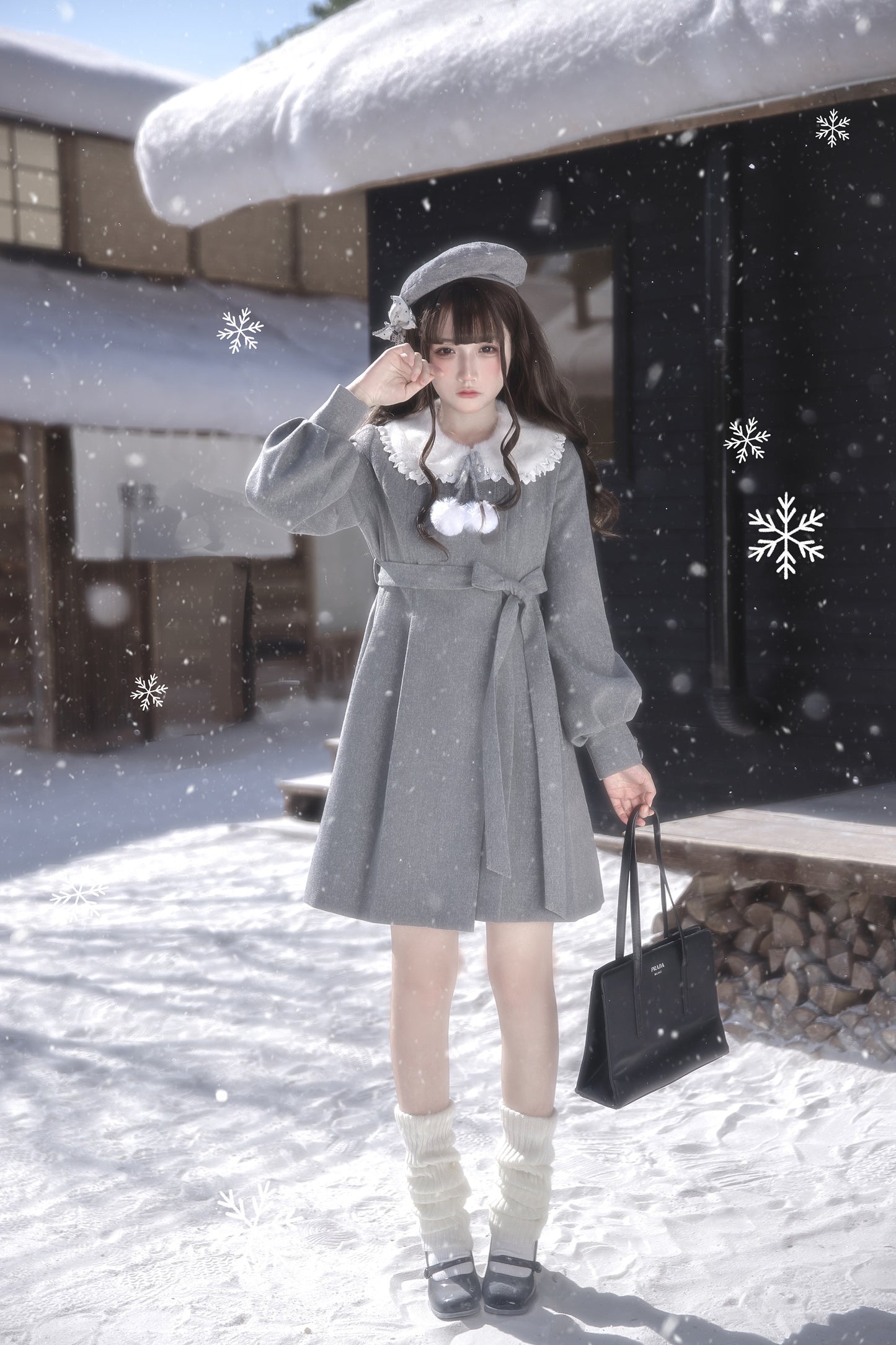 Miss Gray ふわふわ襟付きコート