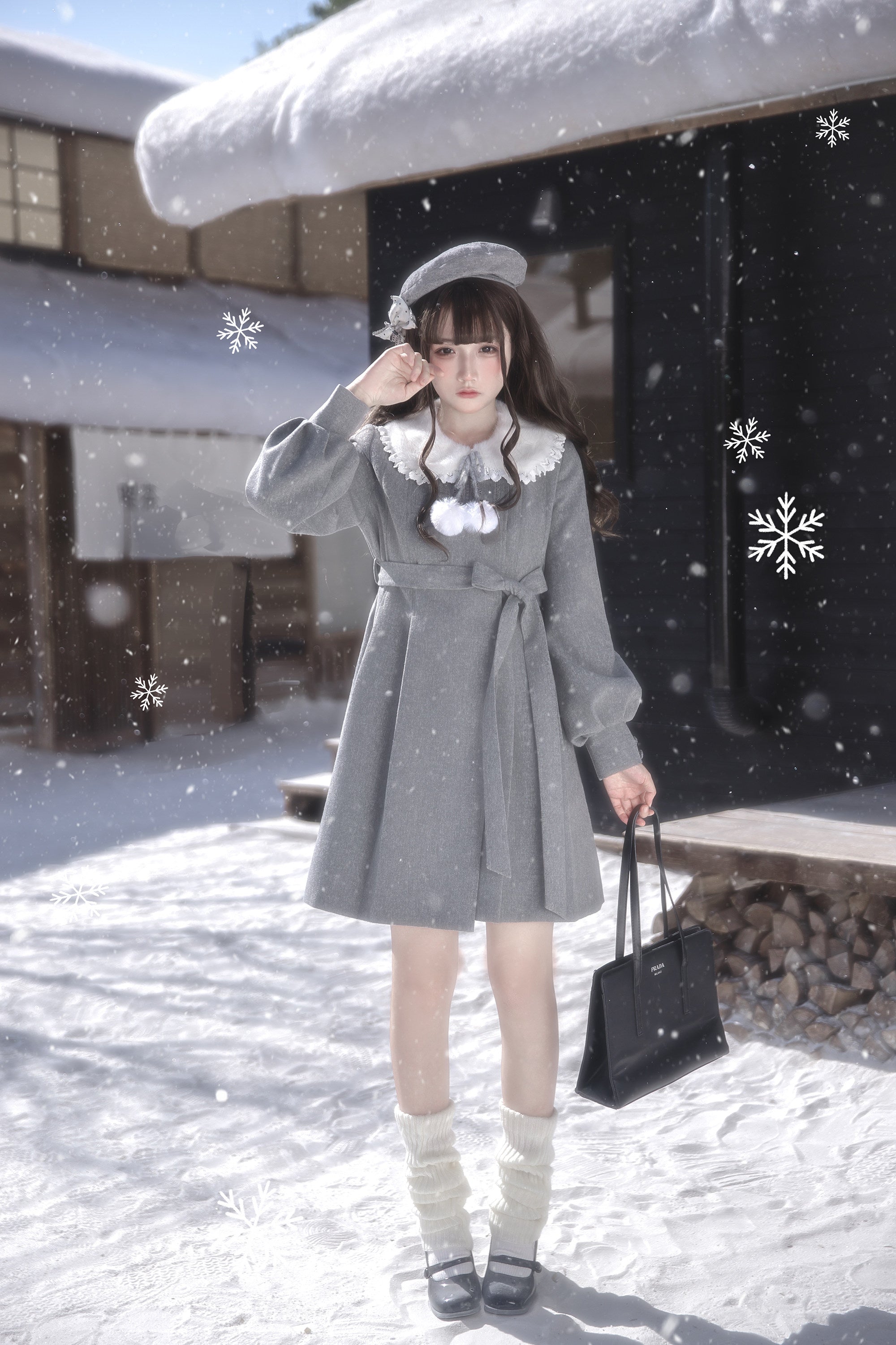 Miss Gray ふわふわ襟付きコート
