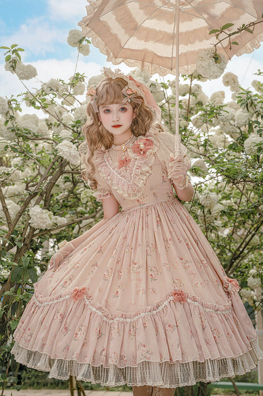 [Sales period ended] Daydream Rosa Classical Rose Pattern Dress