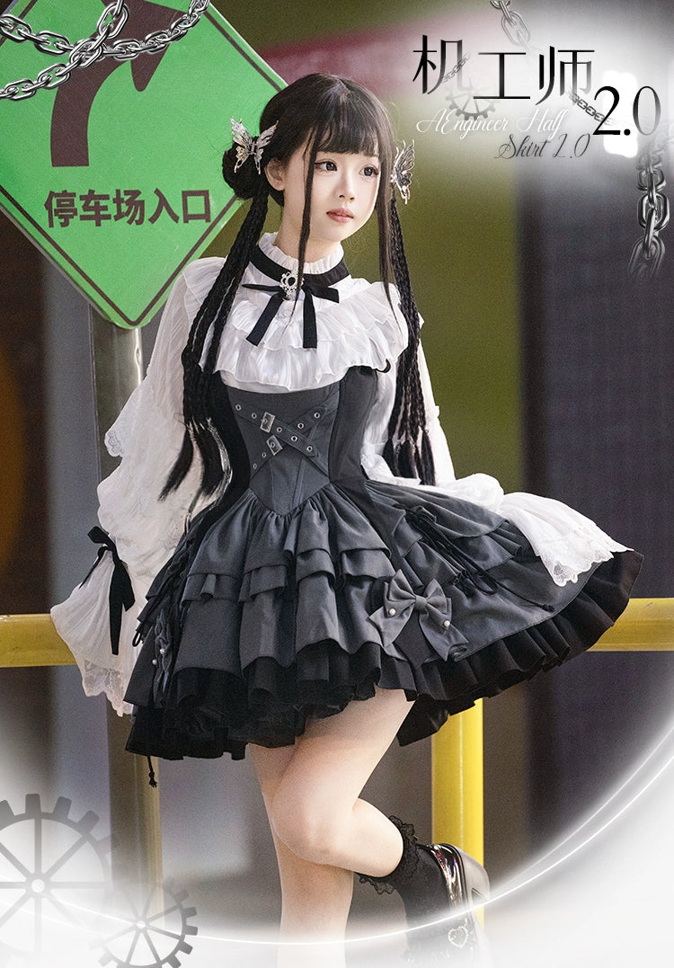 ベルトデザインバイカラージャンパースカート