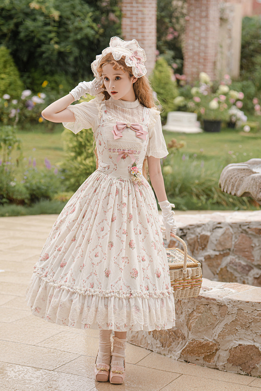 Edwardian elegant rose print Claroli jumper skirt 2.0