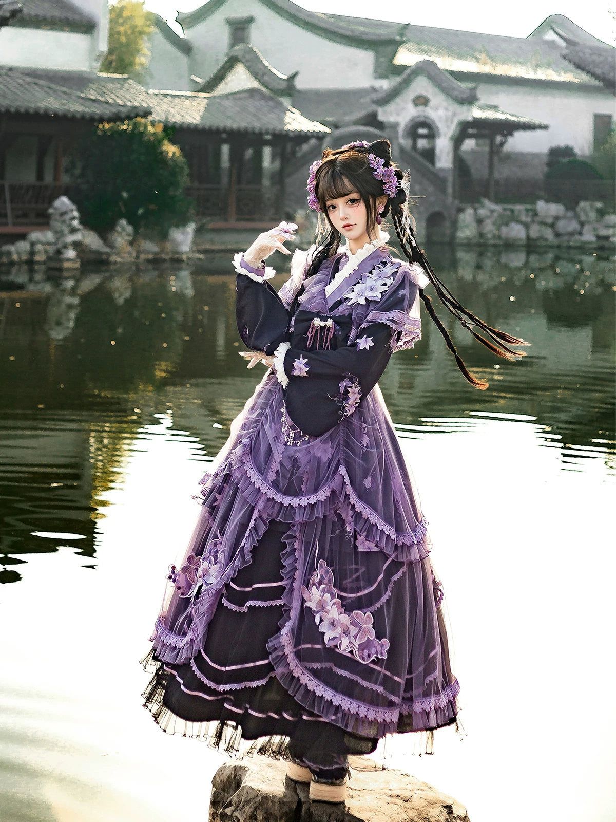 Purple Silk Lily 華ロリドレスセット