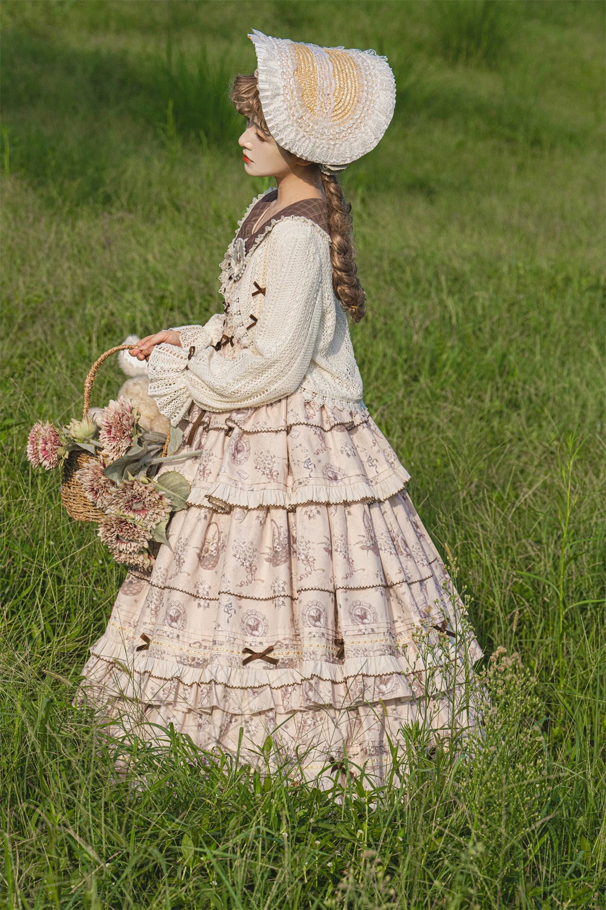 Flower Basket Country style jumper skirt and cardigan