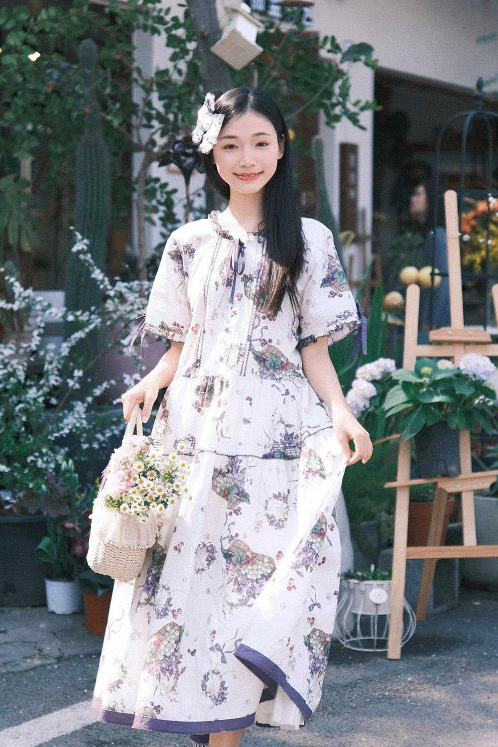 BABY 秘密の花園柄ロゼットローズジャンパースカート&コーム BABY 秘密の花園柄ロゼットローズジャンパースカート&コーム