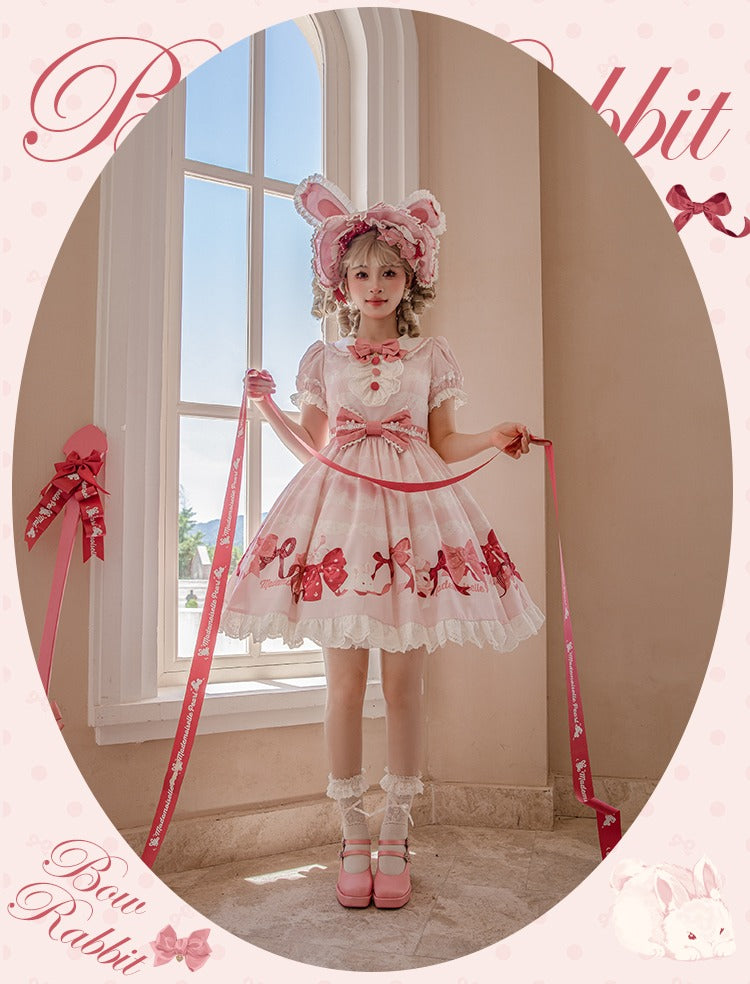 【受注予約6/11まで】Bow Rabbit プリントワンピース