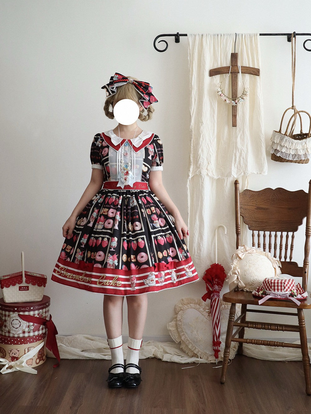 【受注予約6/24まで】Strawberry Parfait Tea プリントワンピース