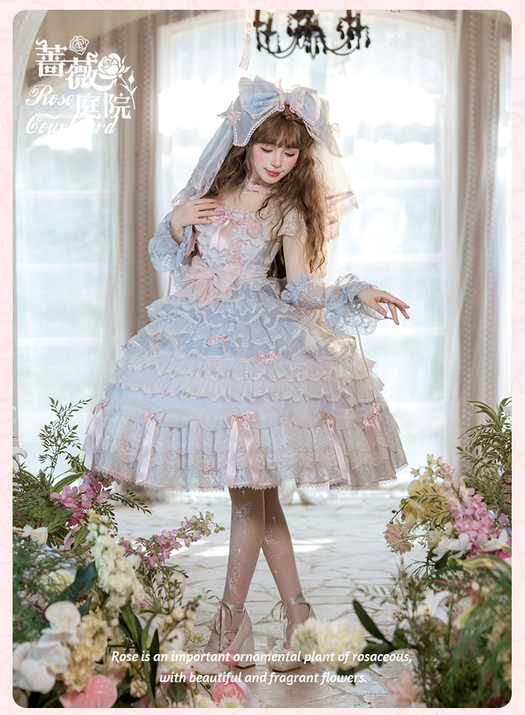 【受注予約8/6まで】Rose Courtyard レースとリボンのドレス・新色