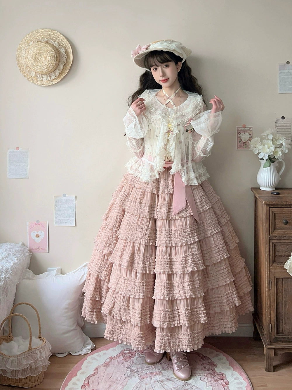 【予約販売】猫の薔薇お茶会 レイヤーインナースカート