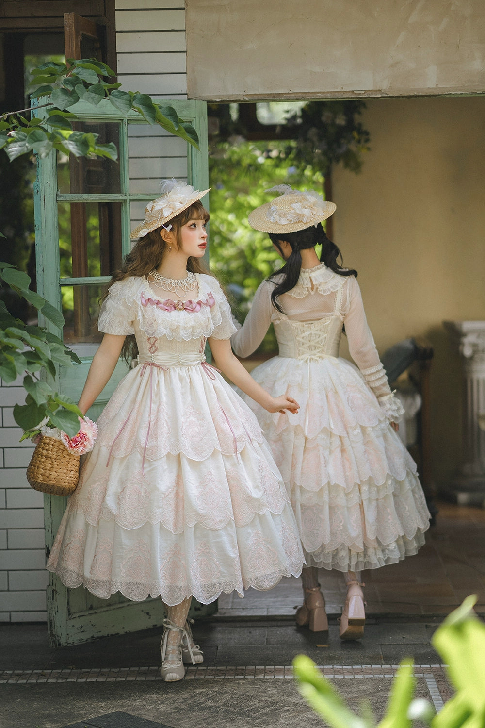 【予約販売】Noble Garden 付け袖付き刺繍ワンピース