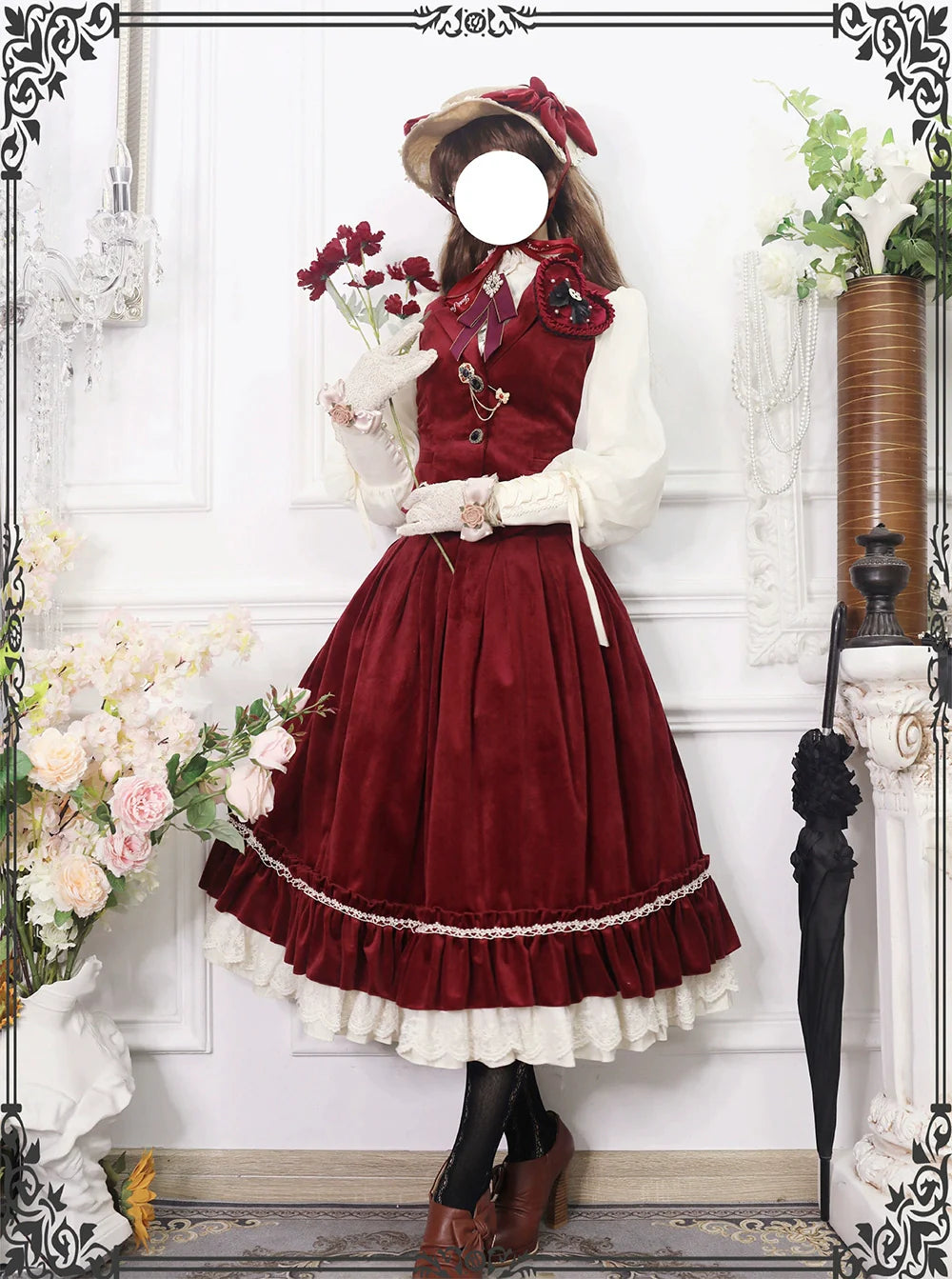 【予約販売】英国クラシカルロリィタ ベルベットハイウエストスカート