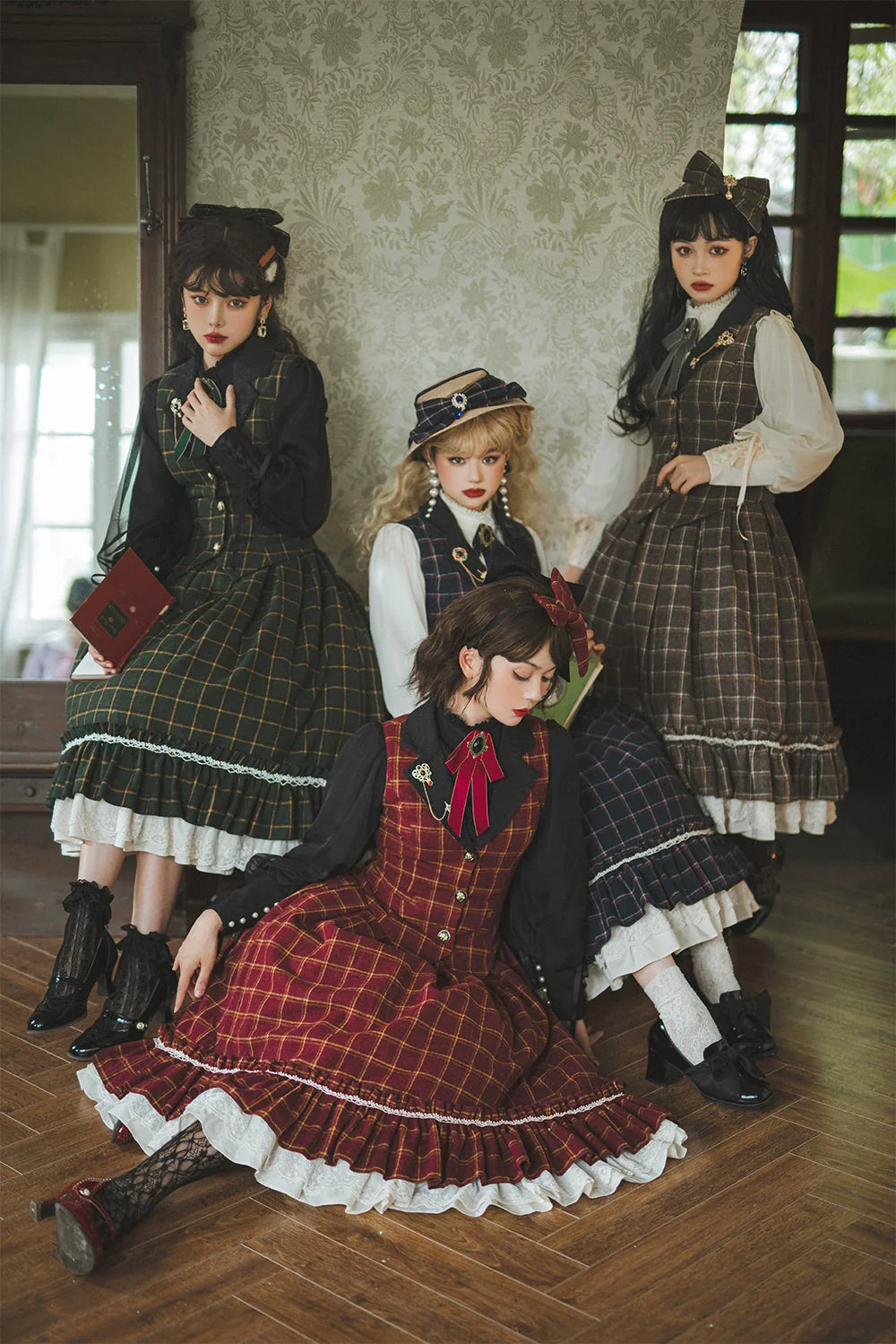 【予約販売】英国クラシカルロリィタ ウォームチェックハイウエストスカート