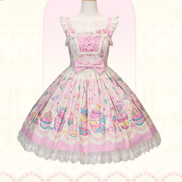 【受注予約1/26まで】Sweet Cup Cake プリントジャンパースカート