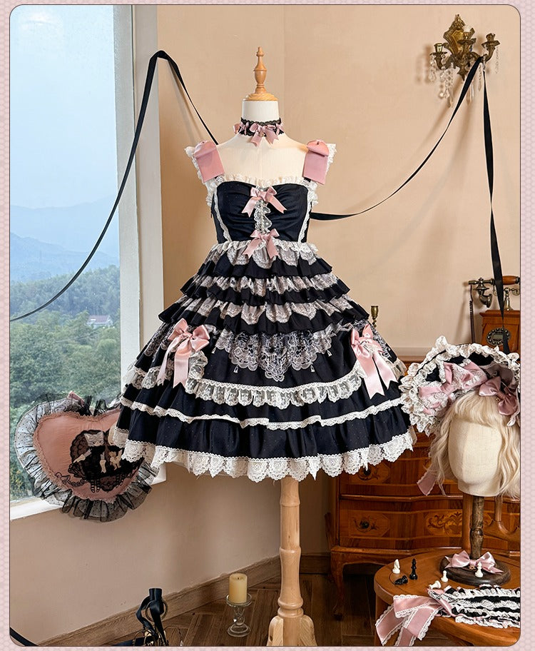 【再販・受注予約12/23まで】Lace Figure ティアードジャンパースカート