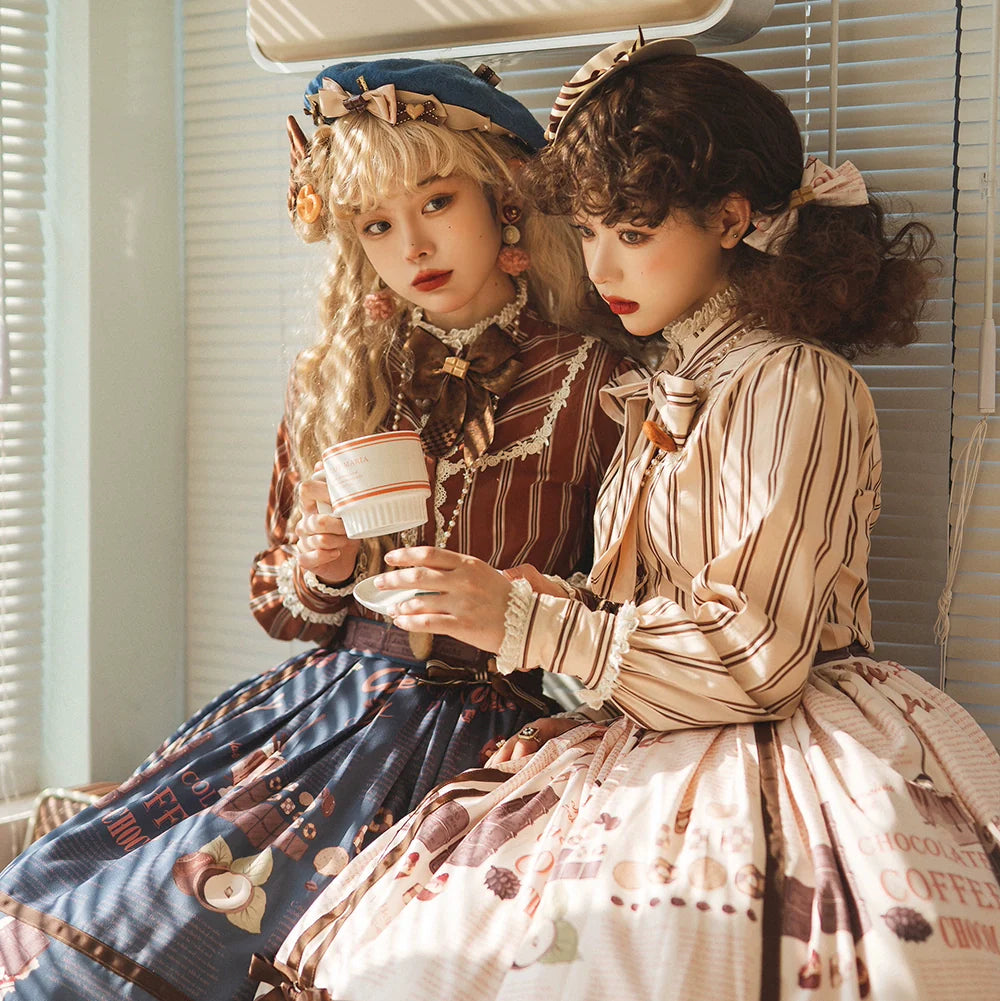 【予約販売】Coffee Break チョコレートプリントスカート