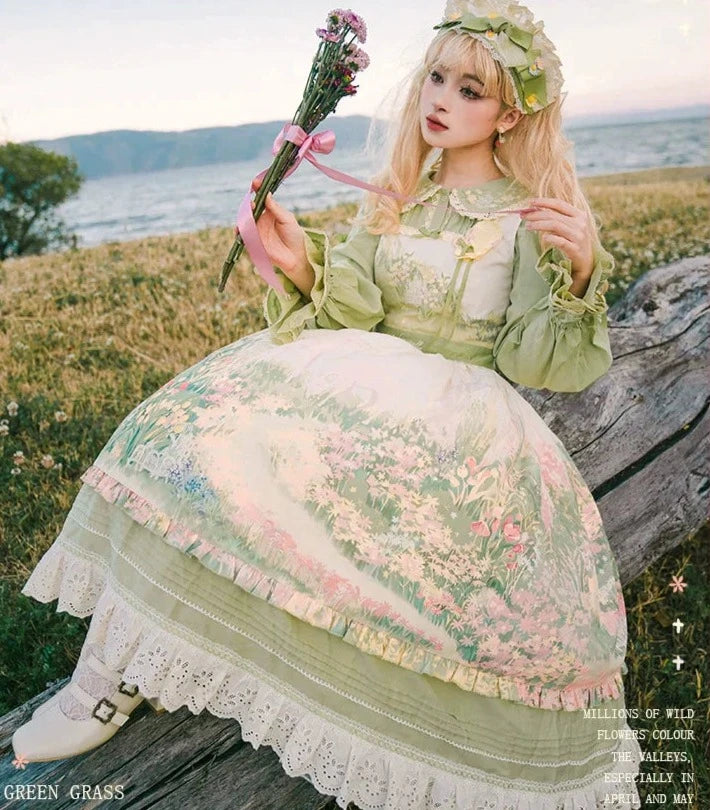 【再販・受注予約2/12まで】Fragrant Grass プリントジャンパースカート