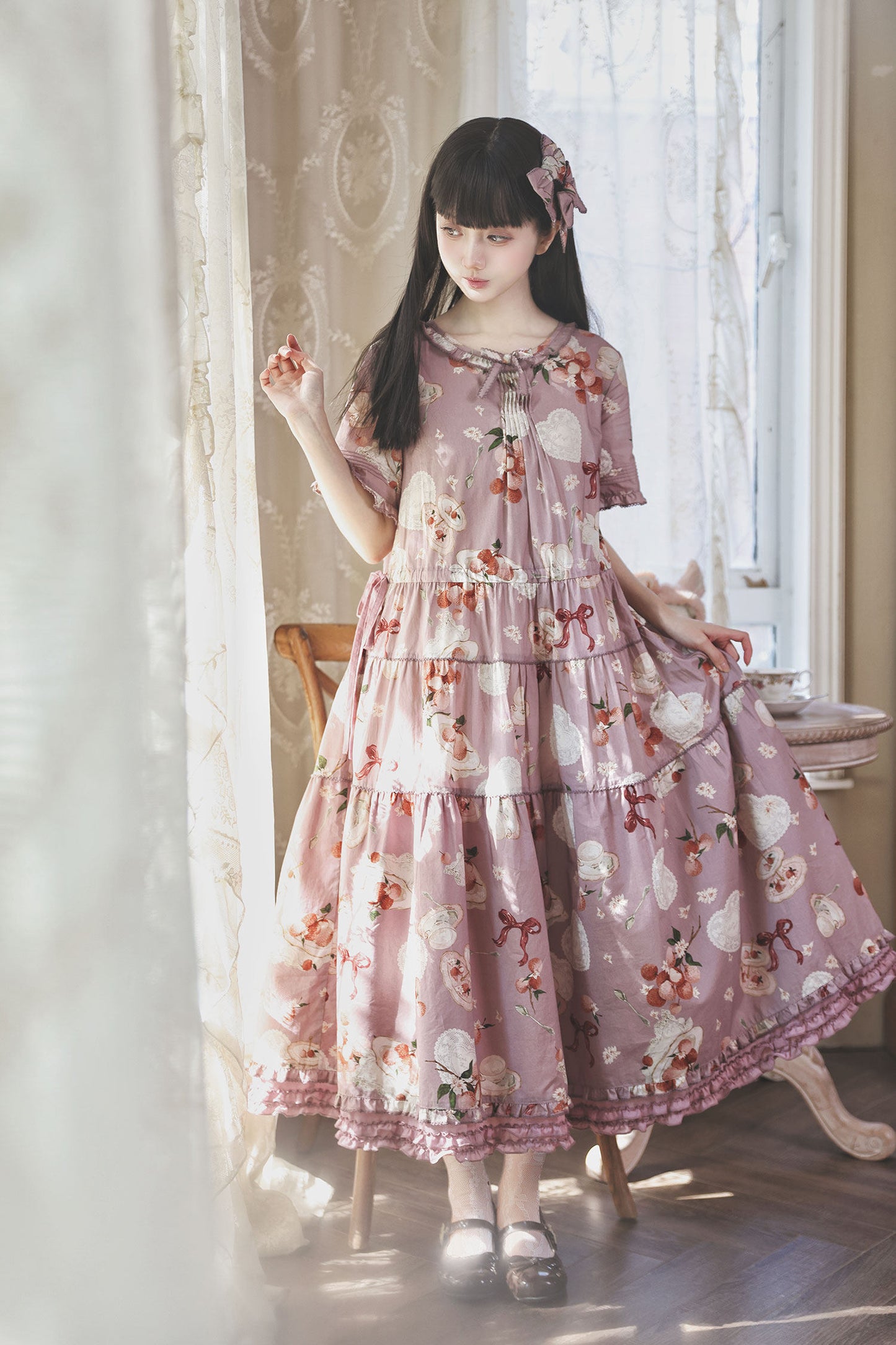 【受注予約1/22まで】Litchi Tea プリントワンピース