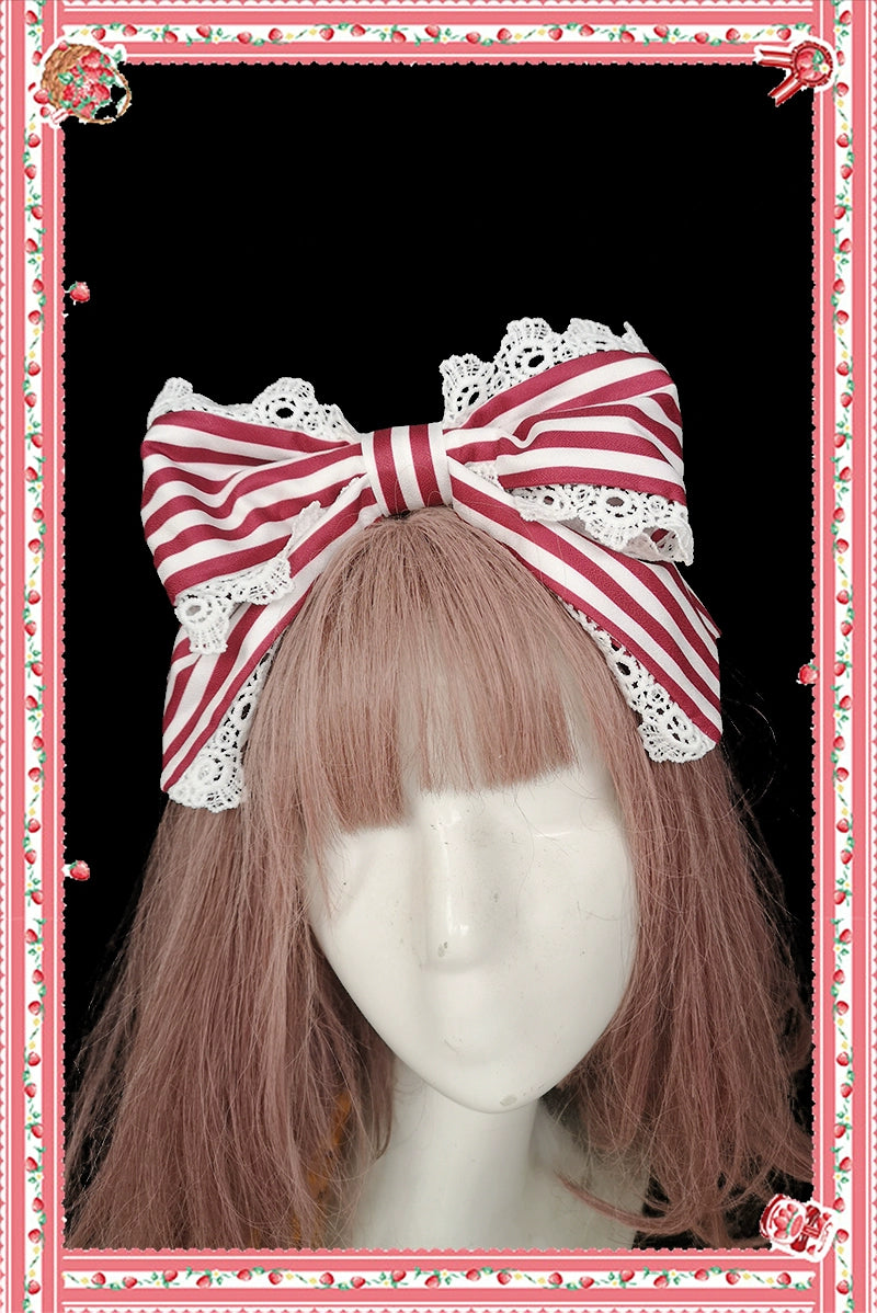 Strawberry Sweets Striped Ribbon Headband