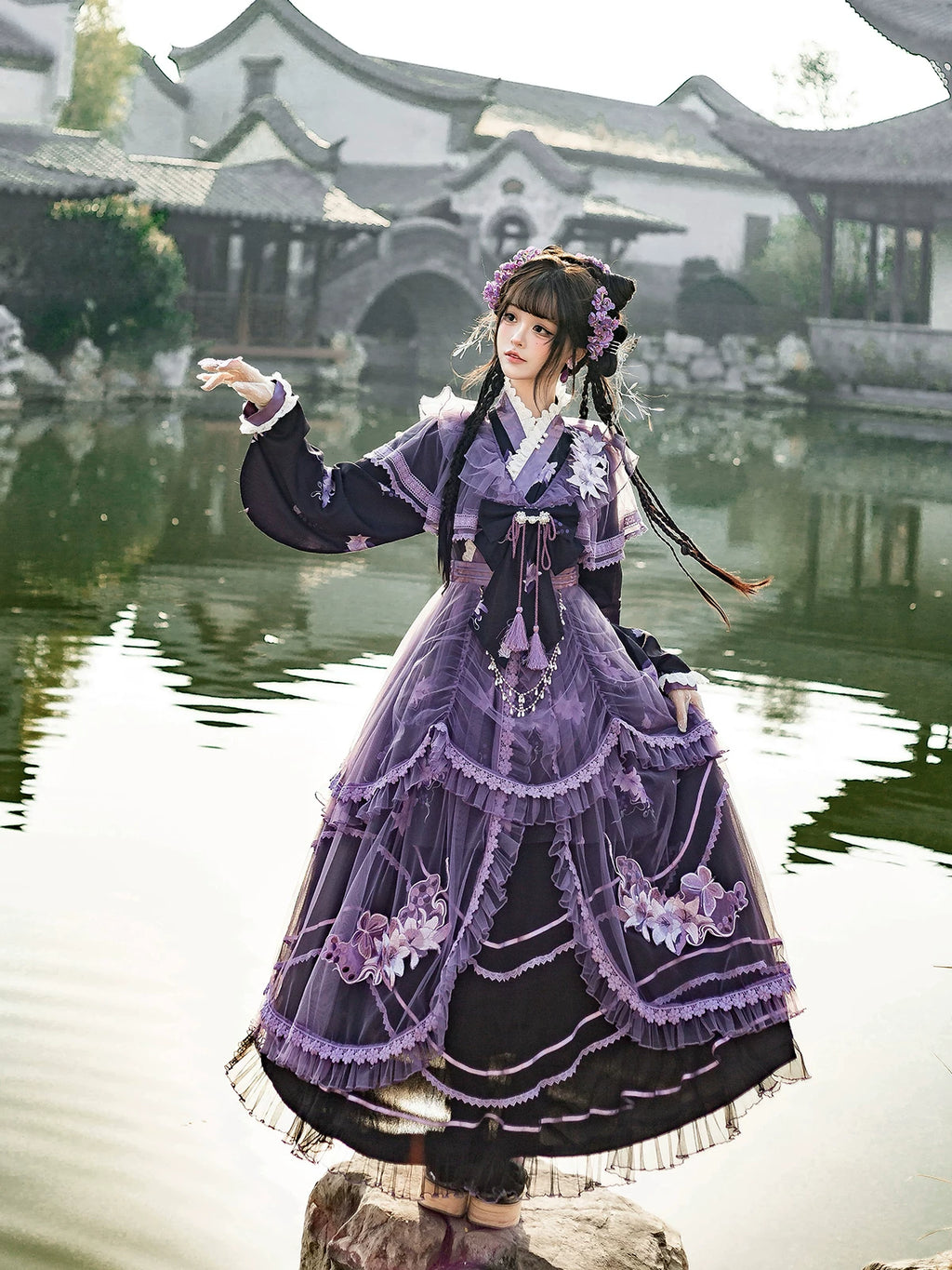 Purple Silk Lily 華ロリドレスセット