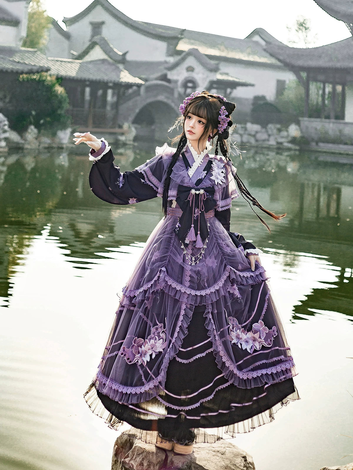 Purple Silk Lily 華ロリドレスセット