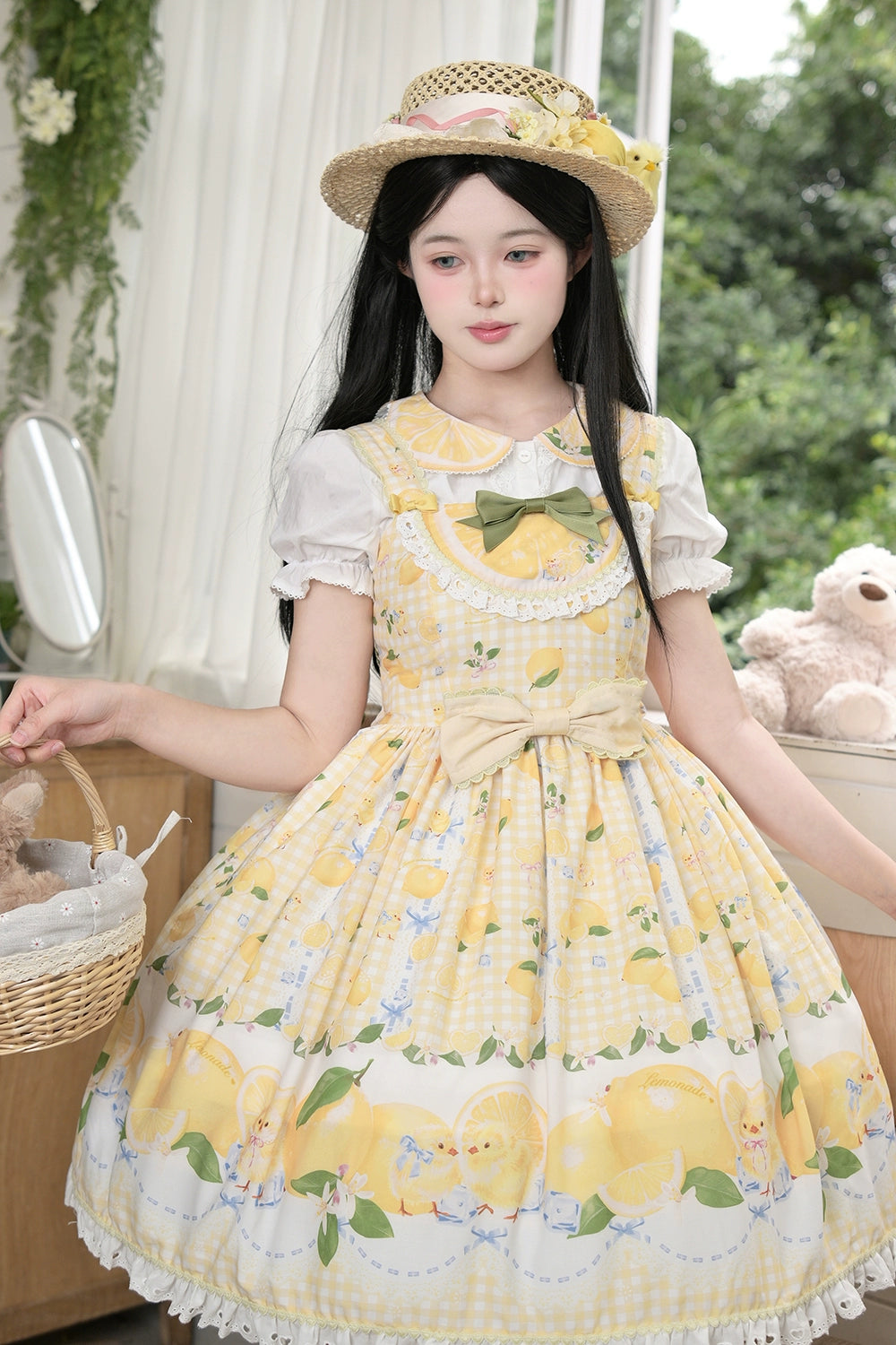 【予約販売】Lemon Sweetie プリントジャンパースカート・ミドル丈