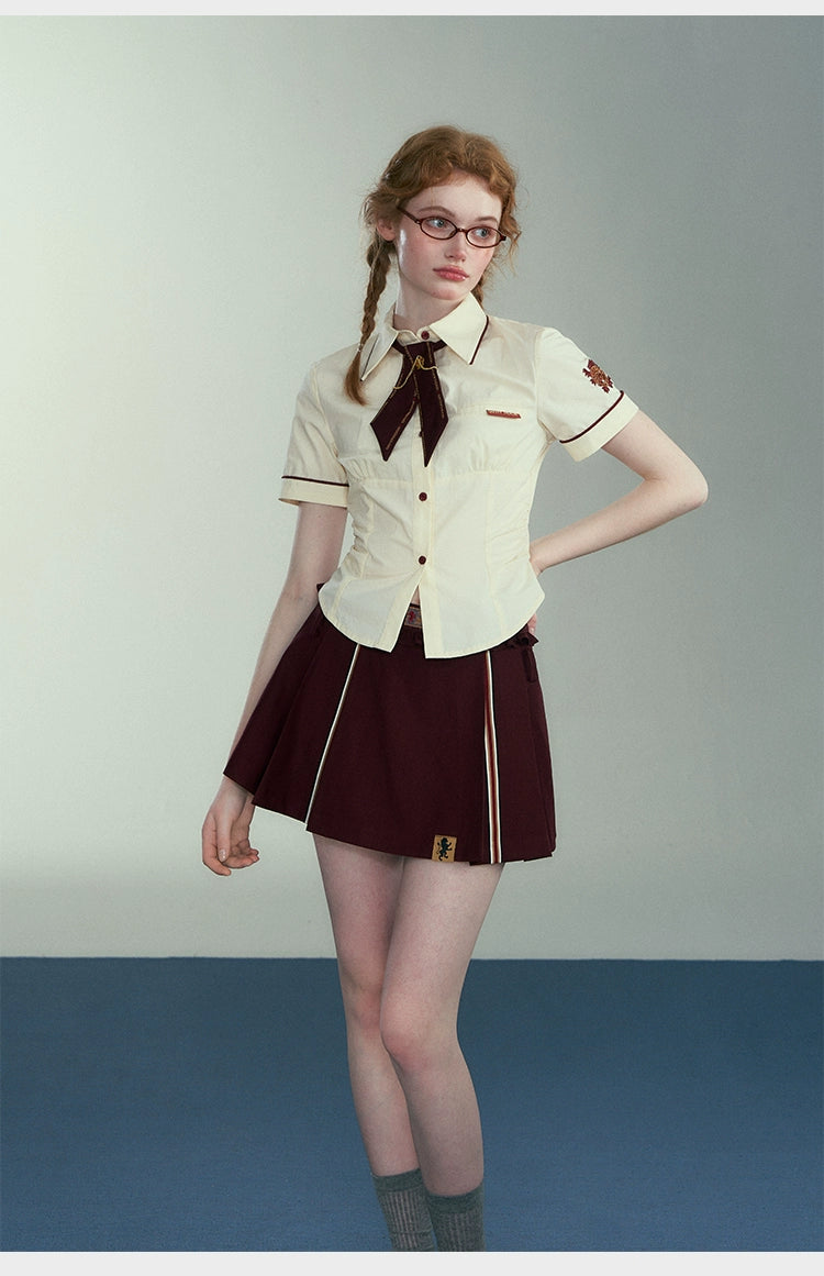 [Pre-order] Hogwarts School of Witchcraft and Wizardry Lined Waist Shaved Short Sleeve Blouse
