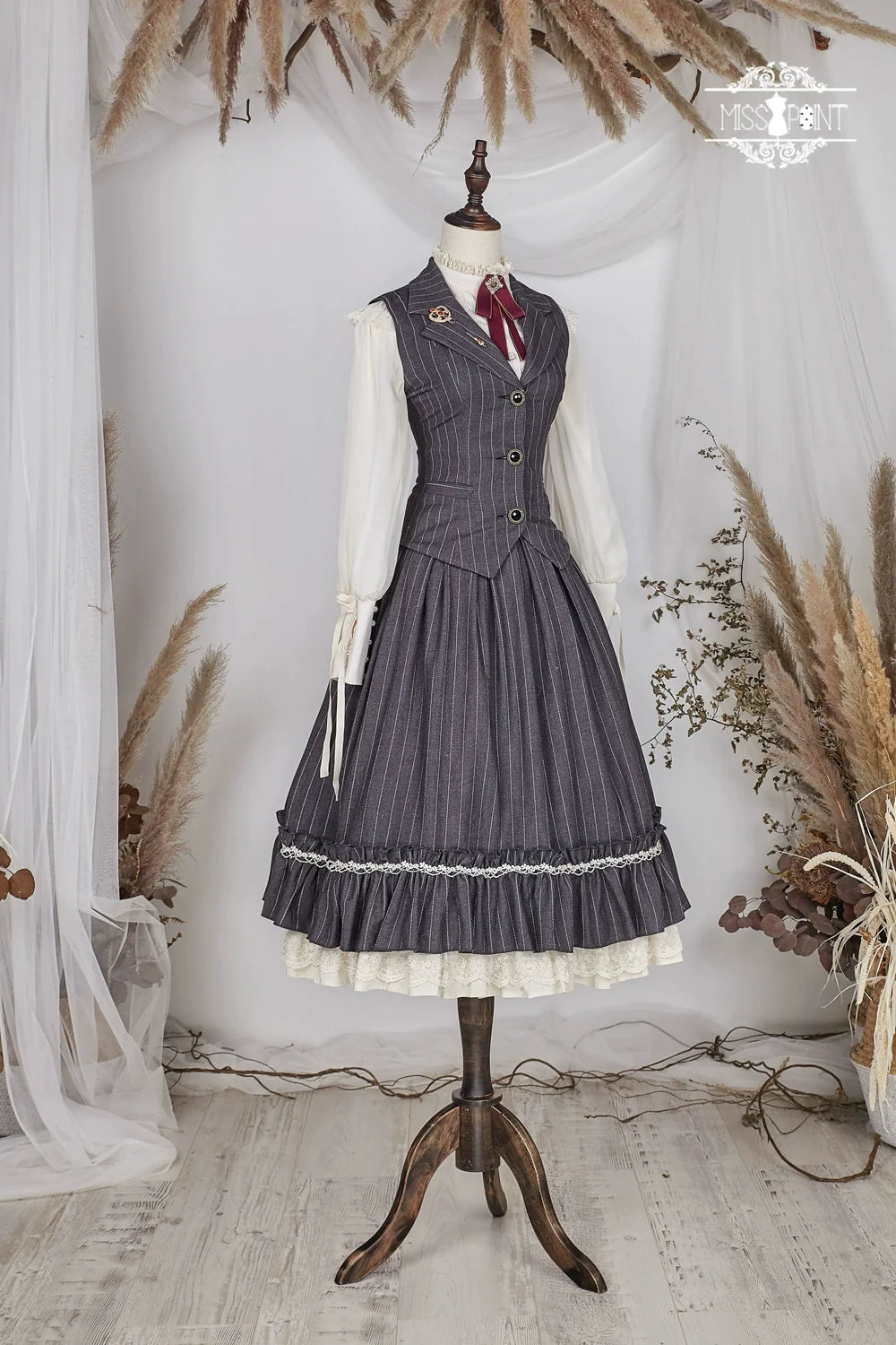 【予約販売】英国クラシカルロリィタ 縦縞ハイウエストスカート