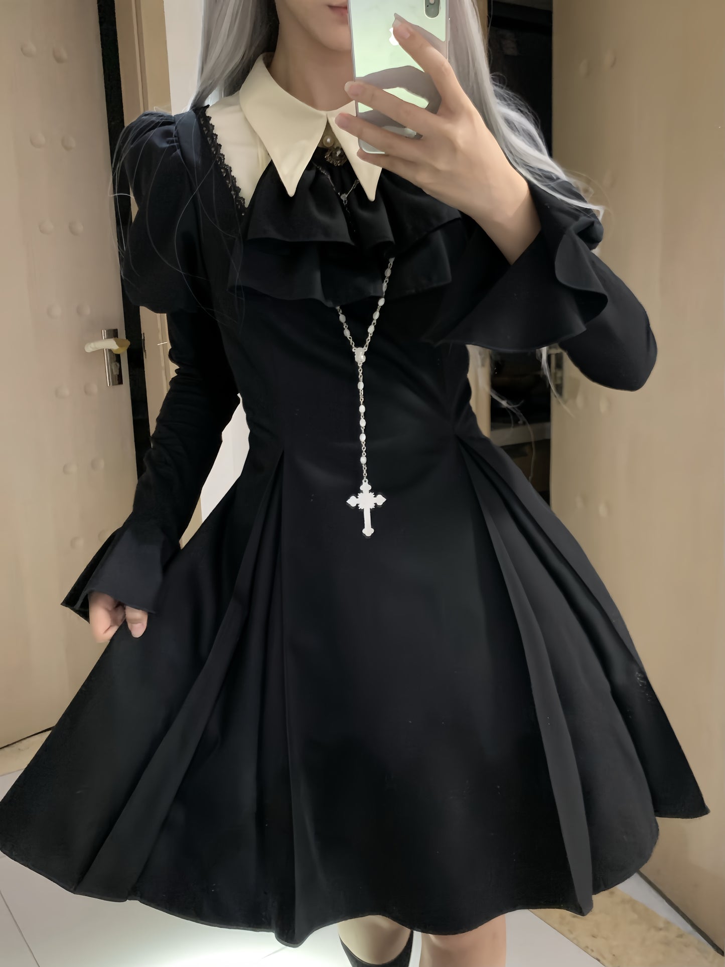 ハートカット切替 ゴシック ショート丈ワンピース