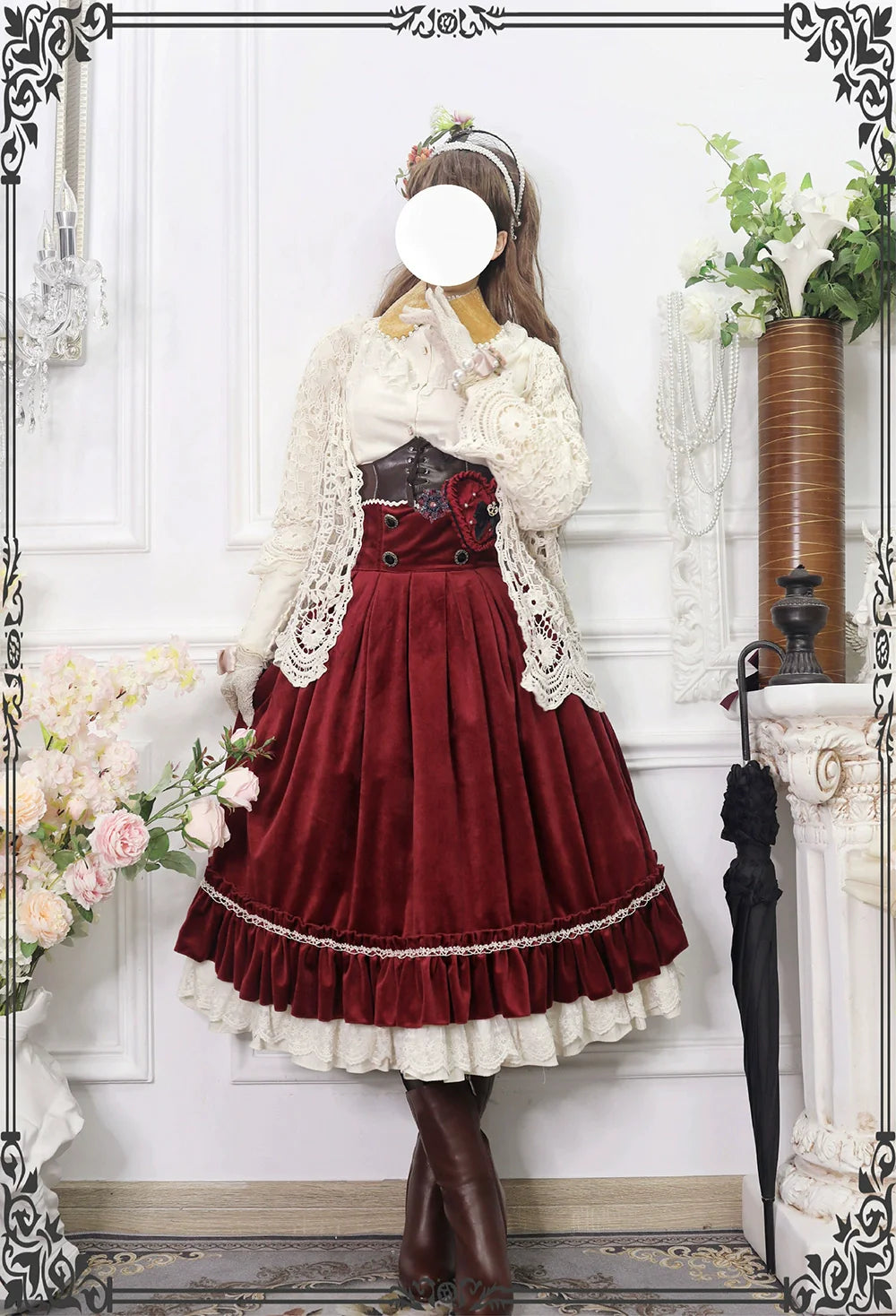 【予約販売】英国クラシカルロリィタ ベルベットハイウエストスカート