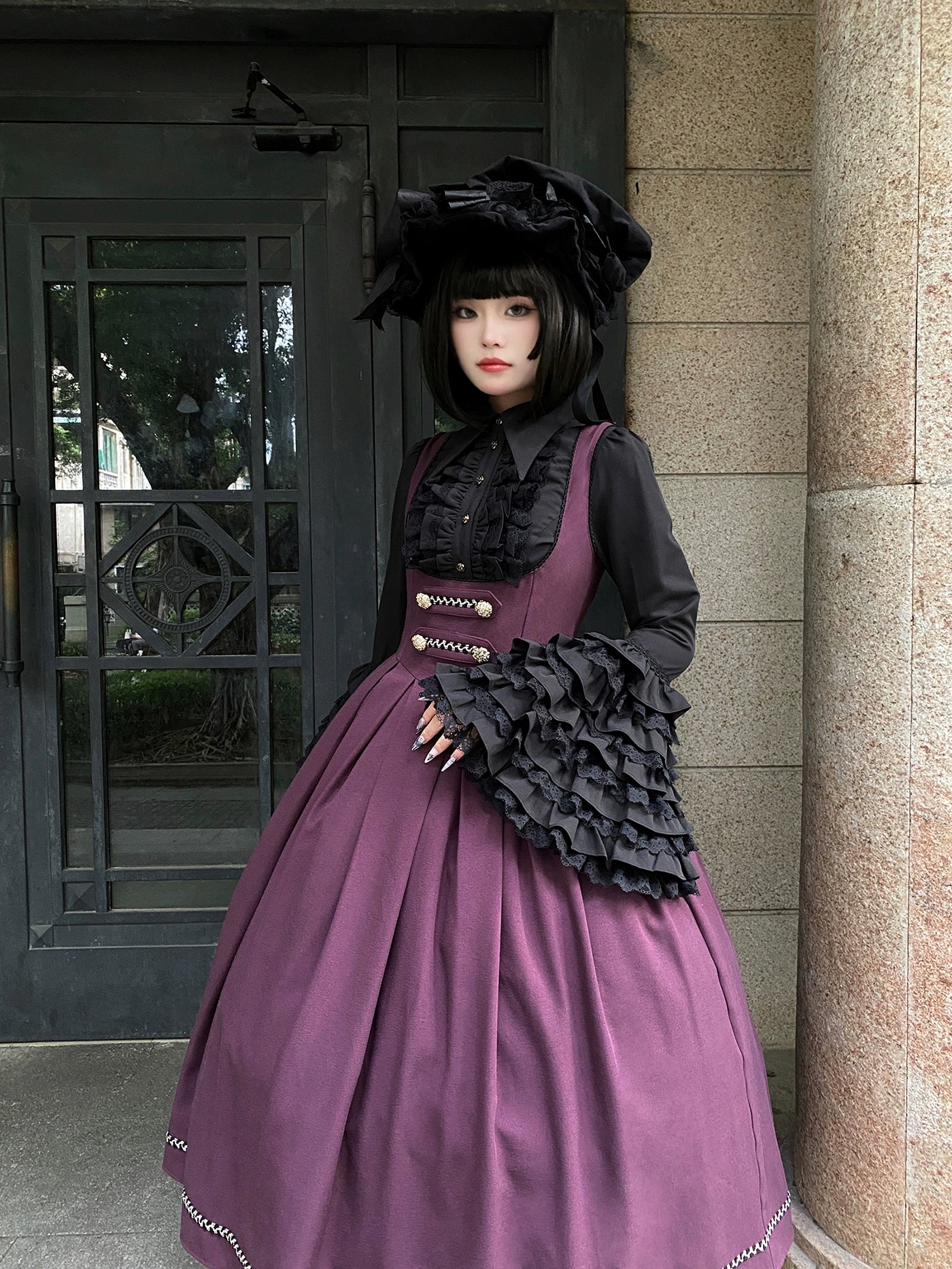 [Pre-orders available until 9/29] Bright Moon Corset Jumper Skirt, Plain Type [Dark Purple]