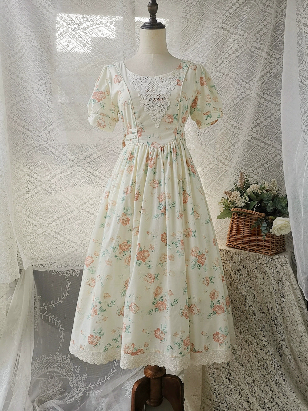 【予約販売】Rose Song ヴィンテージデザイン半袖ワンピース