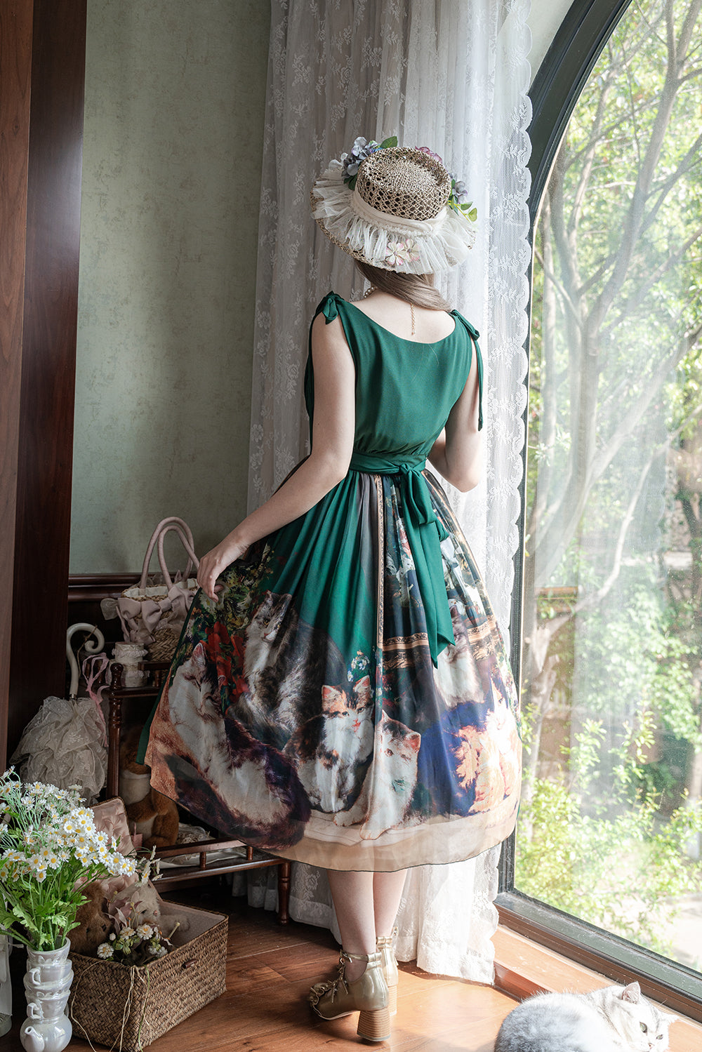 【予約販売】Elegance Greek 油彩画風プリントジャンパースカート・新色
