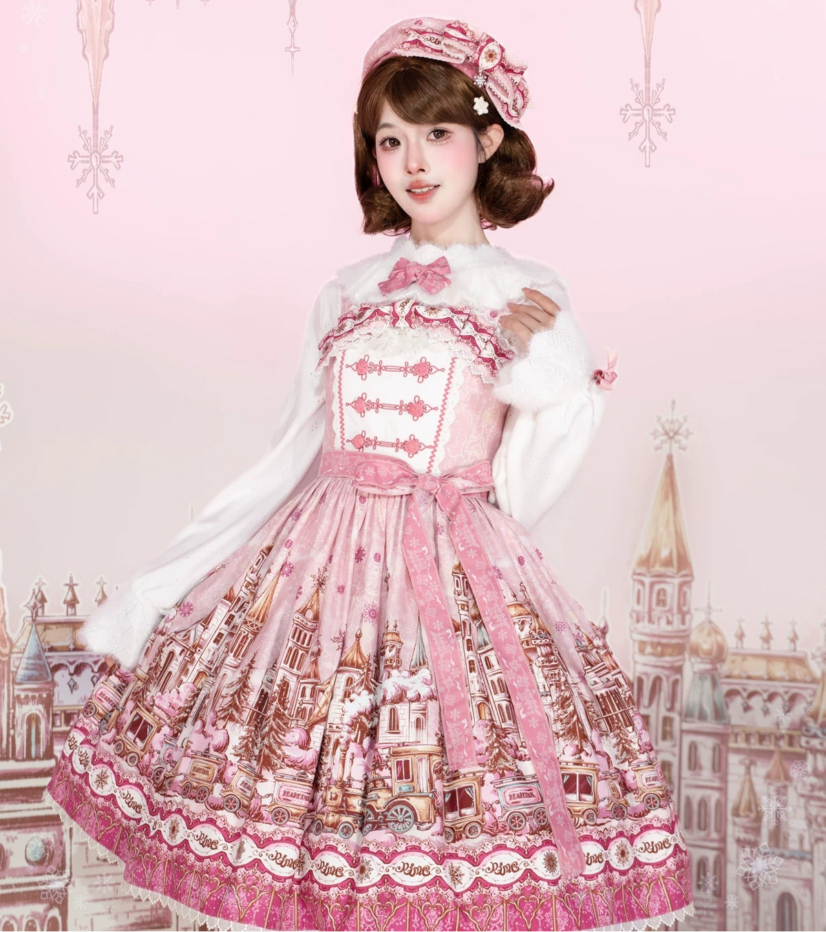 【受注予約9/28まで】雪国の境界 プリントジャンパースカート