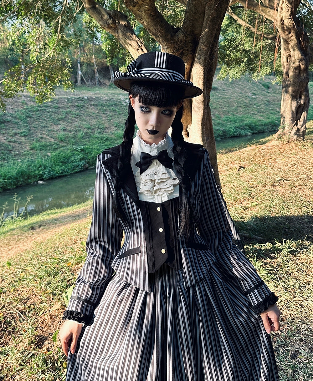 【予約販売】Classic Chocolat Stripe ストライプスカート・ロング丈