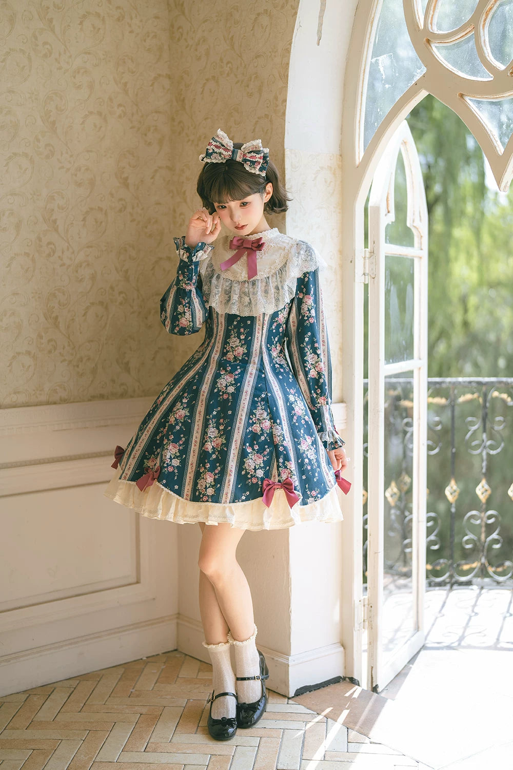 【受注予約10/20まで】Susan Garden クラシカル長袖ワンピース・ショート丈