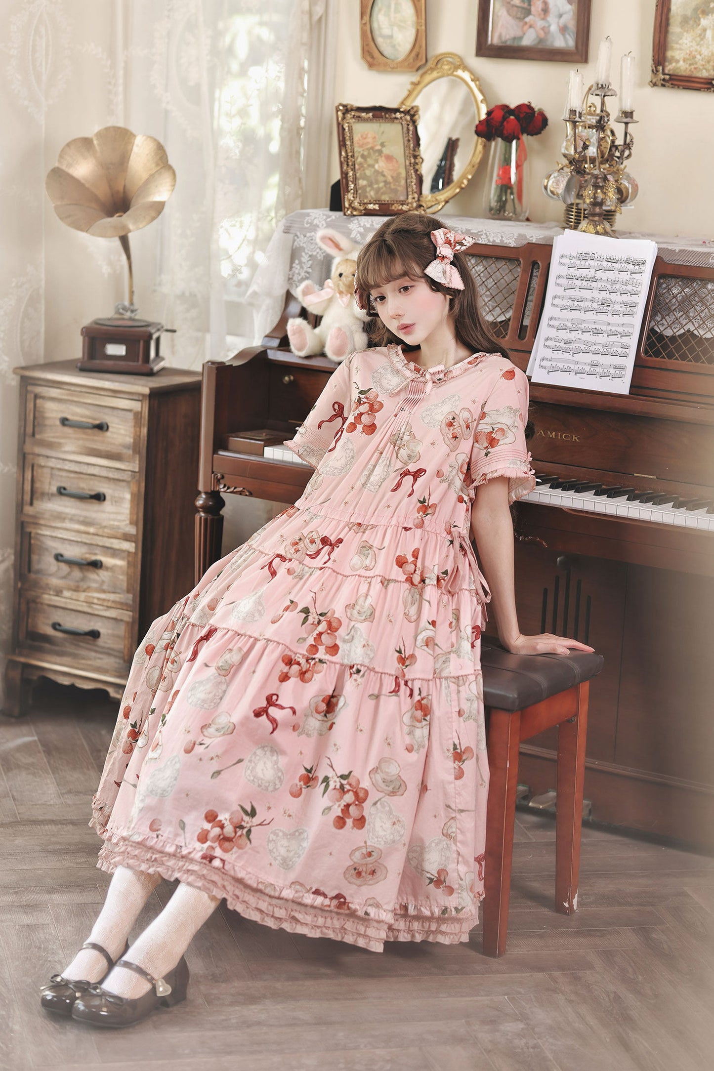 【受注予約1/22まで】Litchi Tea プリントワンピース