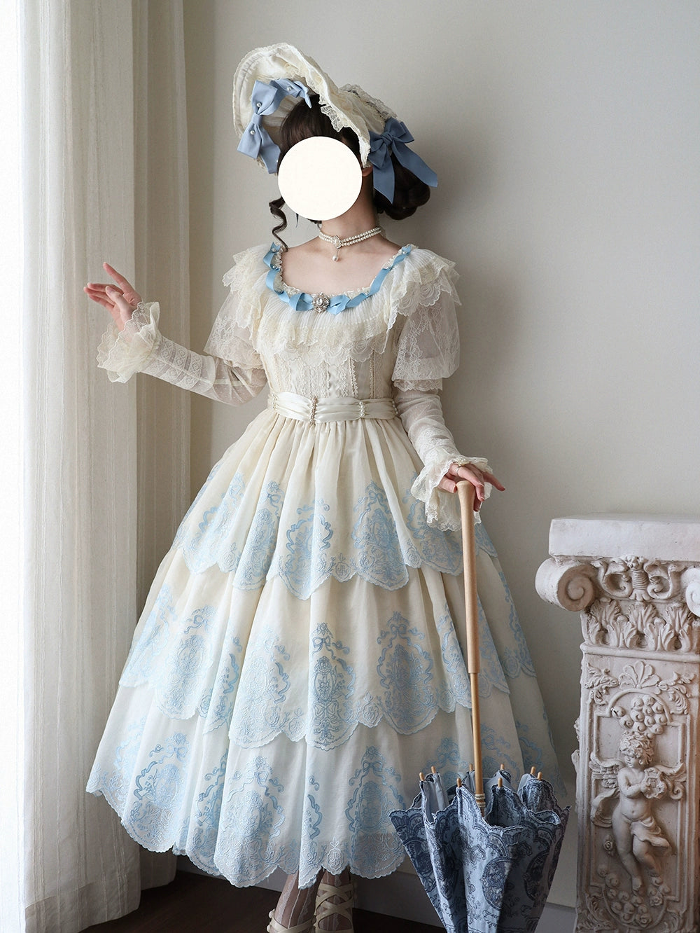 【予約販売】Noble Garden 付け袖付き刺繍ワンピース