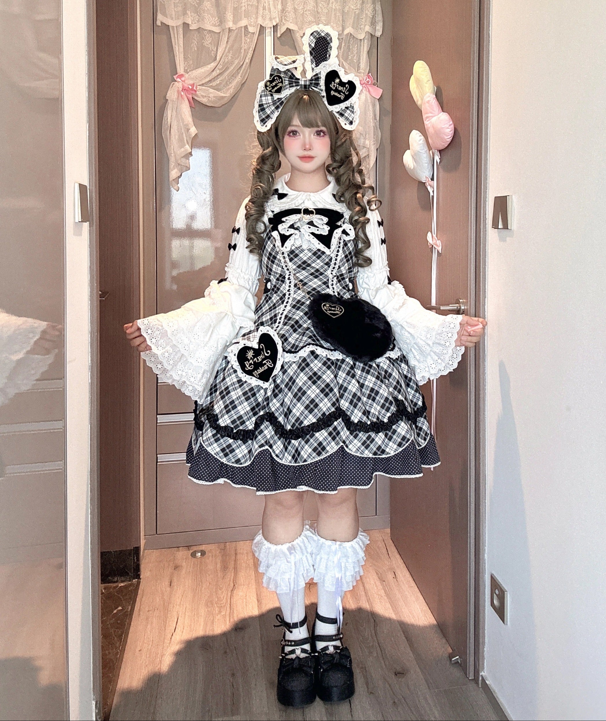 Kitty　2点セット★黒　クラロリ　甘ロリ　ゴスロリ　しゅくれどーる　ロリィタ 雪の華 JSK3点セット 甘ロリ 姫ロリ しゅくれどーる ロリィタ ロリータ