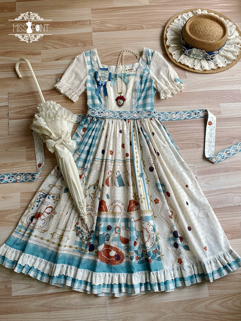 【予約販売】Picnic Tea Party スクエアネックワンピース