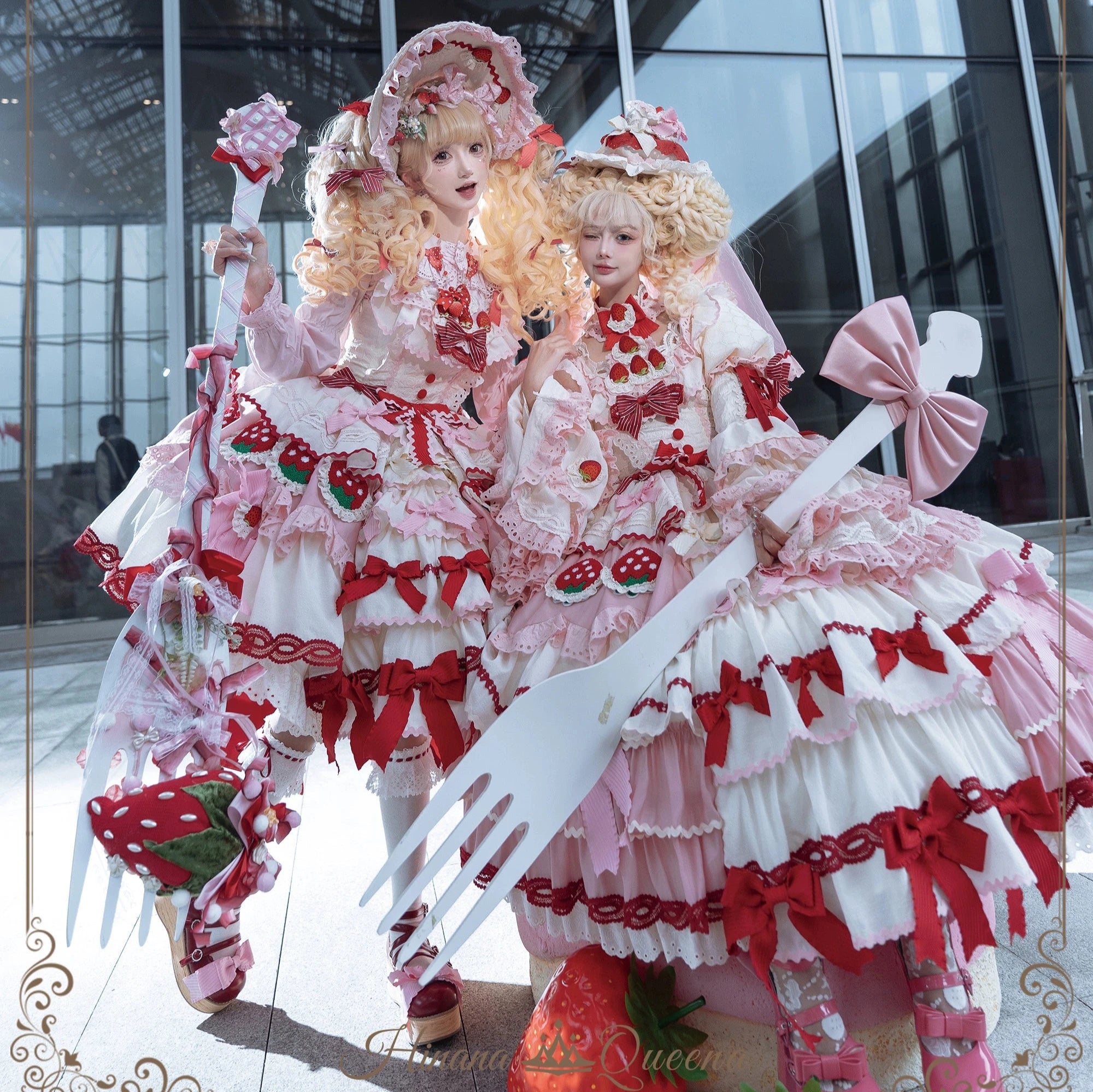 Strawberry Party リボンとフリルのデコレーションドレス・ノースリーブタイプ