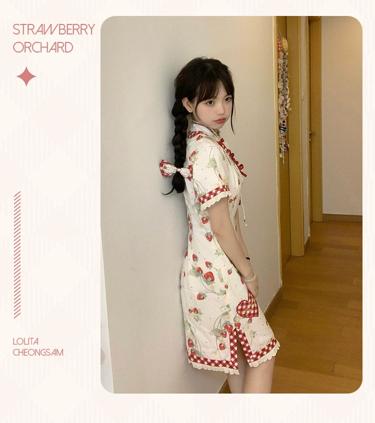Strawberry Orchard 苺のチャイナドレス ショート丈