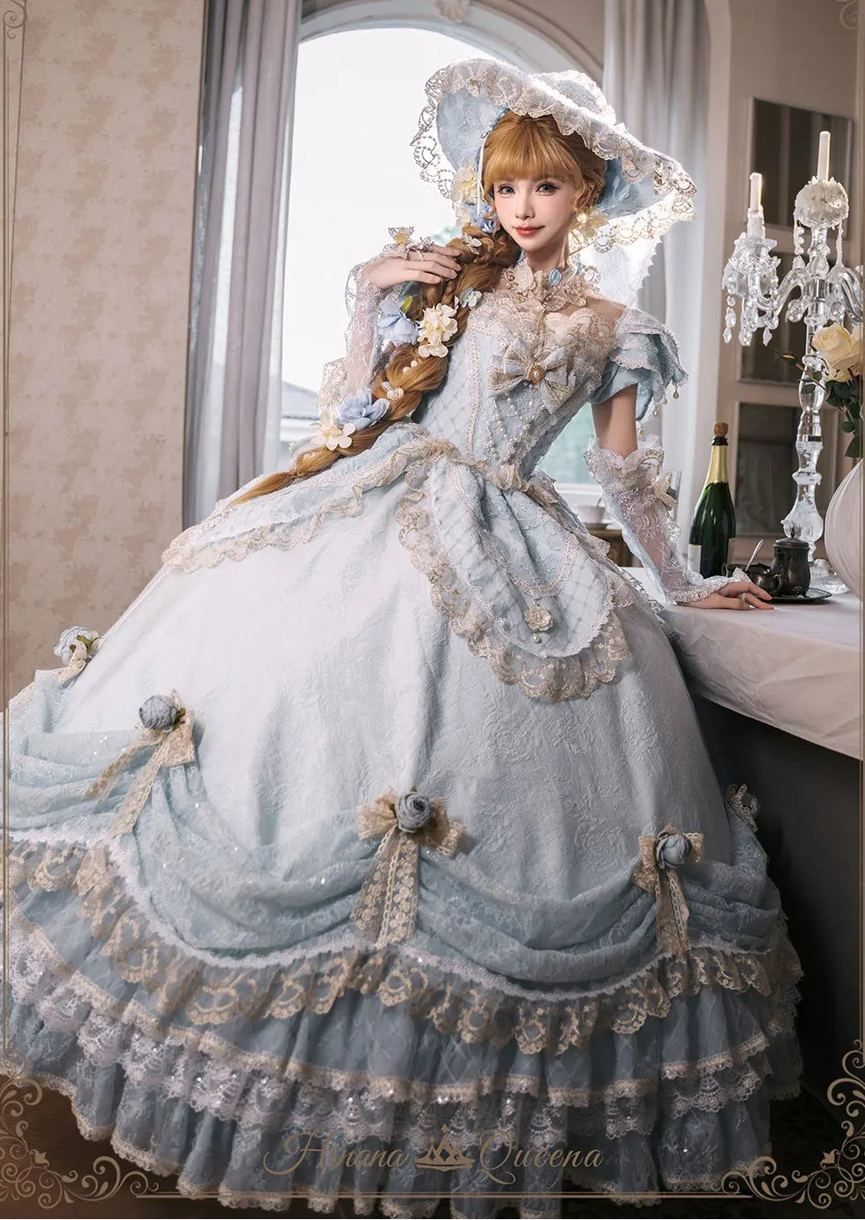 【受注予約9/16まで】With Bell プリンセスドレス ロング丈・パステルブルー